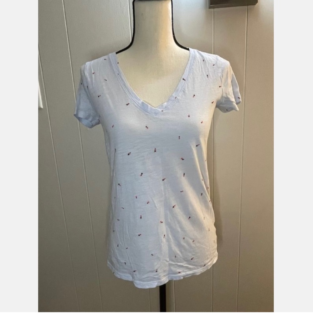 A New Day Sz XS Lt Blue w Pink Ladybugs Comfy Tee T-Shirt Top